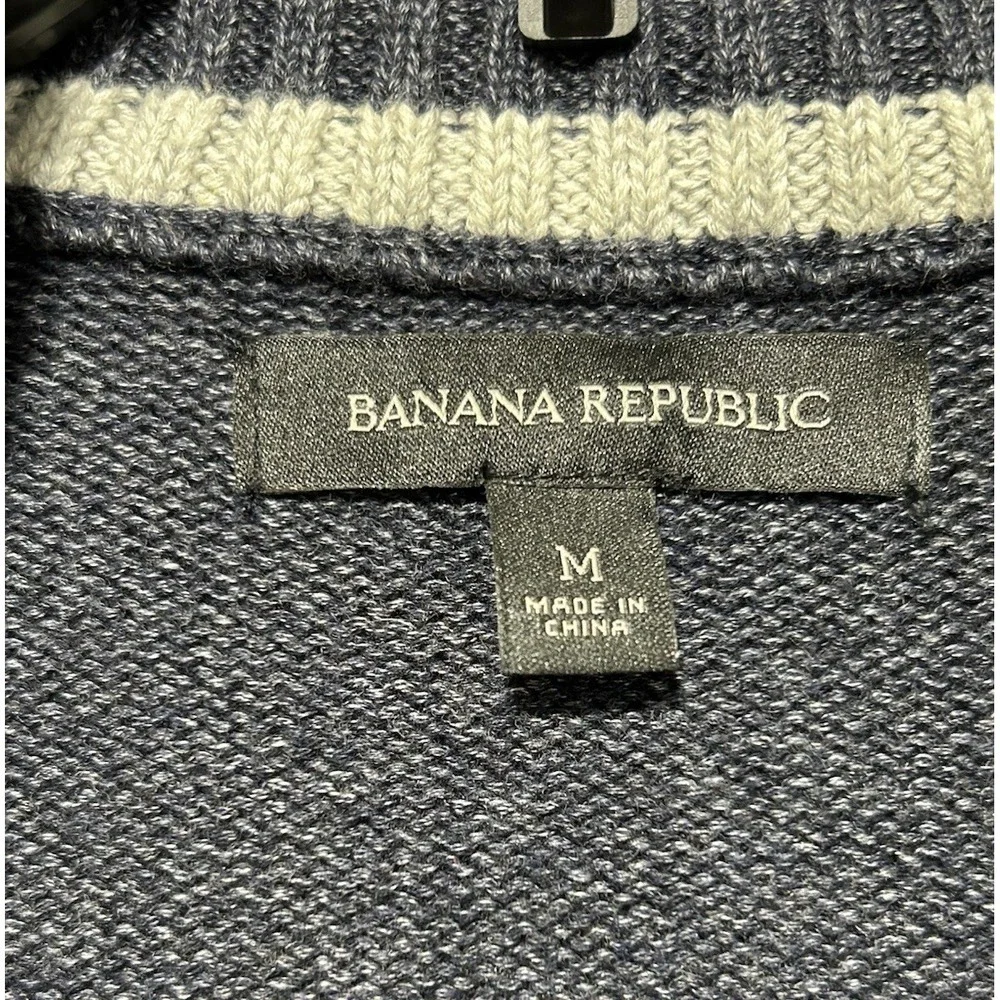 Banana Republic Toggle Full Zip Cardigan Men Medium Smoky Blue Fisherman Classic